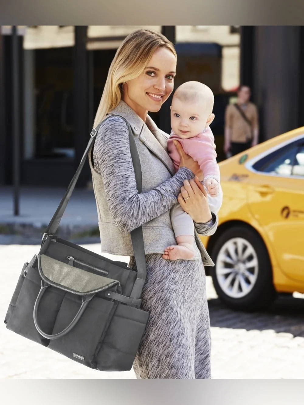 Skip Hop Chelsea Satchel Changing Bag in Charcoal Shimmer NWT